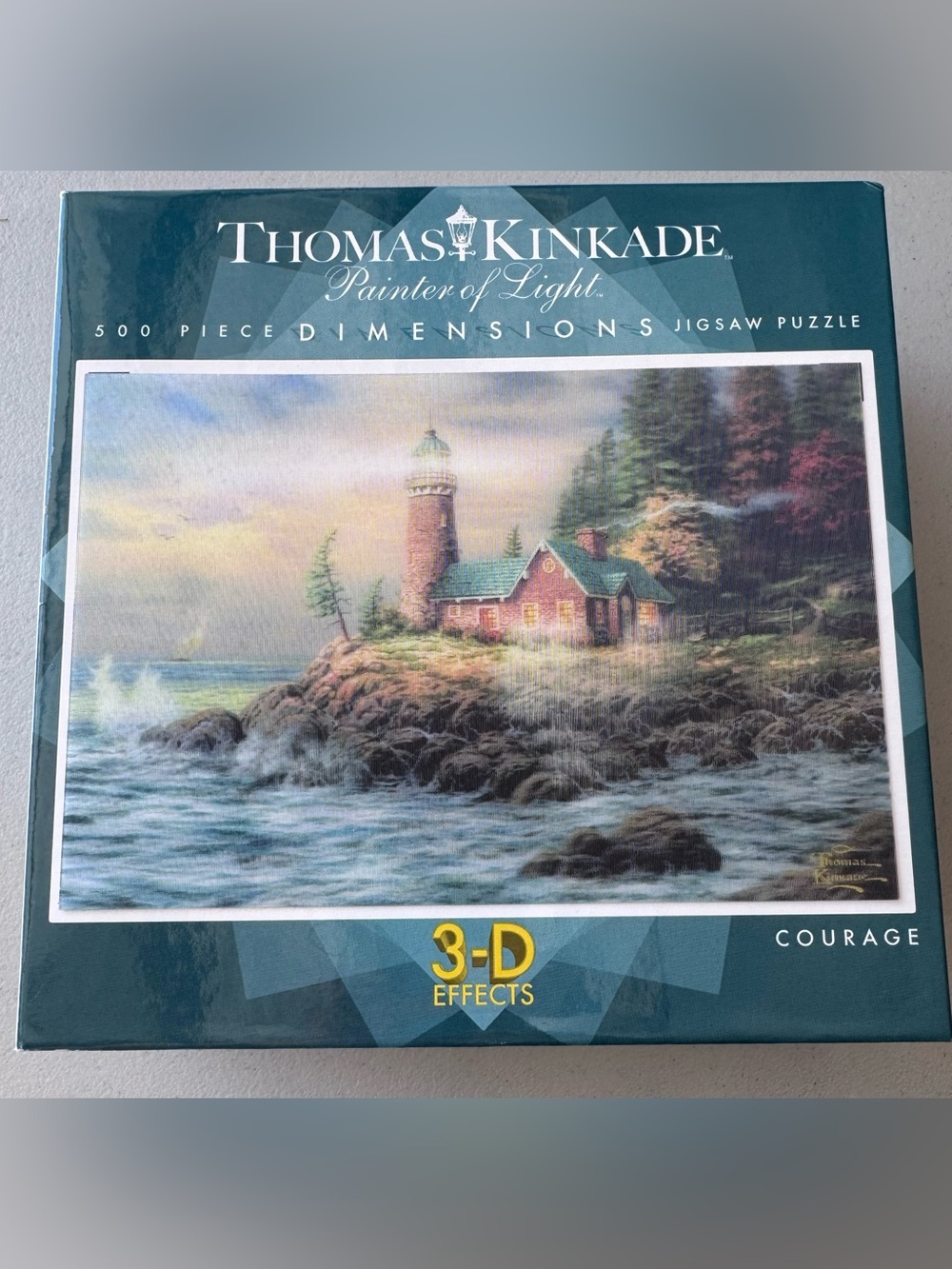 Thomas Kinkade Courage Lighthouse 500 Piece Puzzle with 3D Effects